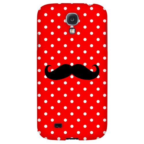 Stache on Red - Geeks Designer Line Polka Dot Series Hard Back Case for Samsung Galaxy S4