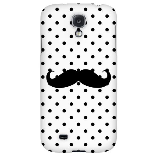 Stache on White - Geeks Designer Line Polka Dot Series Hard Back Case for Samsung Galaxy S4