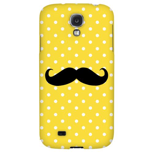 Stache on Yellow - Geeks Designer Line Polka Dot Series Hard Back Case for Samsung Galaxy S4