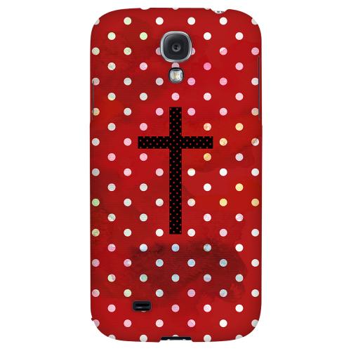 Stained Cross on Red - Geeks Designer Line Polka Dot Series Hard Back Case for Samsung Galaxy S4