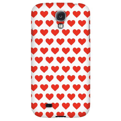 Red Hearts on White - Geeks Designer Line Heart Series Hard Back Case for Samsung Galaxy S4