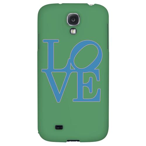 Blue Love on Green - Geeks Designer Line Heart Series Hard Back Case for Samsung Galaxy S4