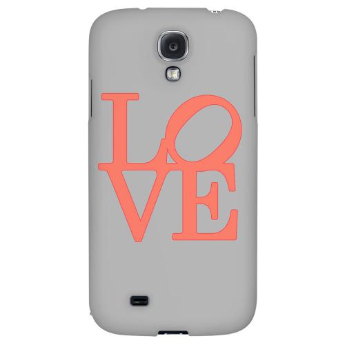 Pink Love on Gray - Geeks Designer Line Heart Series Hard Back Case for Samsung Galaxy S4