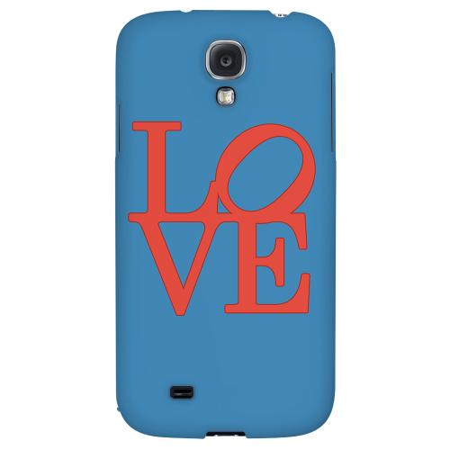 Red Love on Blue - Geeks Designer Line Heart Series Hard Back Case for Samsung Galaxy S4