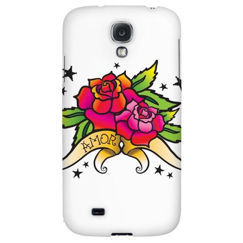 Amor Rose - Geeks Designer Line Tattoo Series Hard Back Case for Samsung Galaxy S4