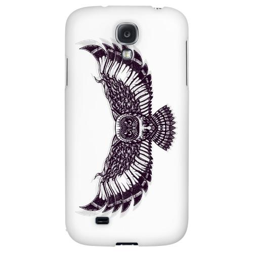 Flying Owl on White - Geeks Designer Line Tattoo Series Hard Back Case for Samsung Galaxy S4