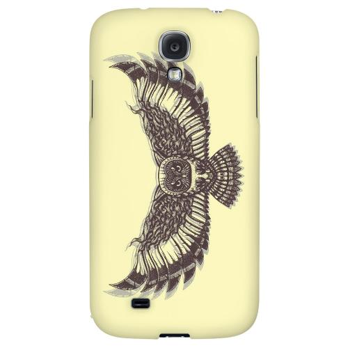 Flying Owl on Yellow - Geeks Designer Line Tattoo Series Hard Back Case for Samsung Galaxy S4