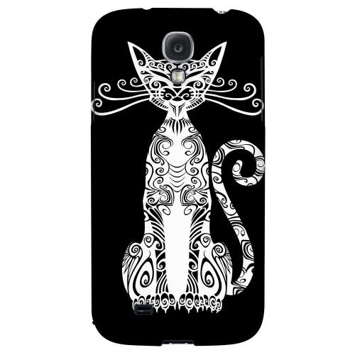 Kitty Nouveau on Black - Geeks Designer Line Tattoo Series Hard Back Case for Samsung Galaxy S4