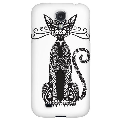 Kitty Nouveau on White - Geeks Designer Line Tattoo Series Hard Back Case for Samsung Galaxy S4