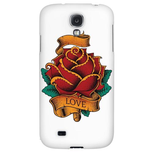 Love Rose on White - Geeks Designer Line Tattoo Series Hard Back Case for Samsung Galaxy S4