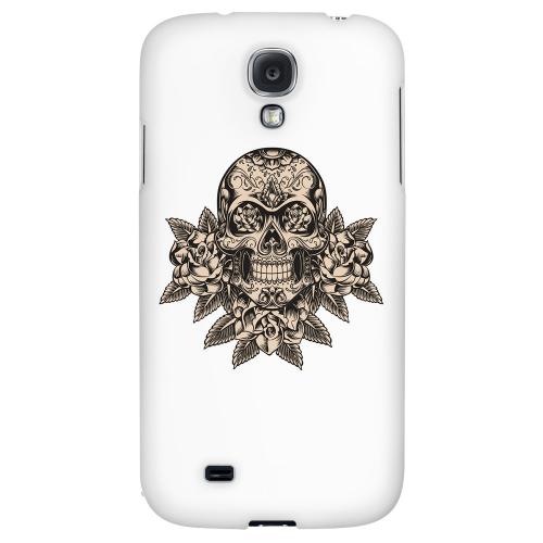Skull Roses - Geeks Designer Line Tattoo Series Hard Back Case for Samsung Galaxy S4 Skull Roses - Geeks Designer Line Tattoo Series Hard Back Case for Samsung Galaxy S4
