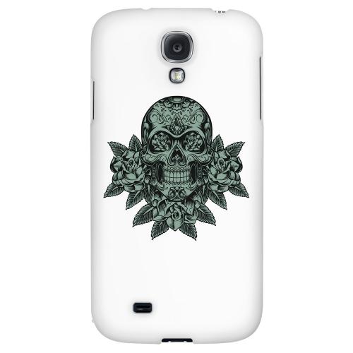 Skull Roses Aqua - Geeks Designer Line Tattoo Series Hard Back Case for Samsung Galaxy S4