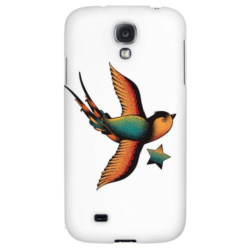 Swallow Star on White - Geeks Designer Line Tattoo Series Hard Back Case for Samsung Galaxy S4