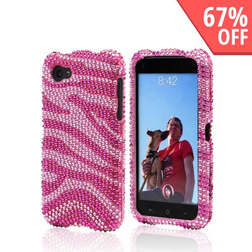 Hot Pink/ Baby Pink Zebra Bling Hard Case for HTC First