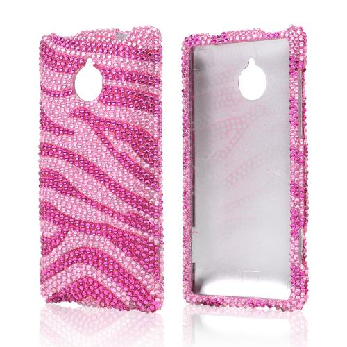 Hot Pink/ Baby Pink Zebra Bling Hard Case for HTC 8XT