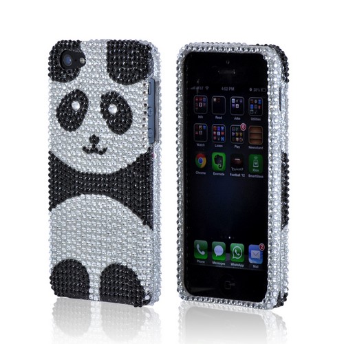 Silver/ Black Panda Bling Hard Case for Apple iPhone 5/5S