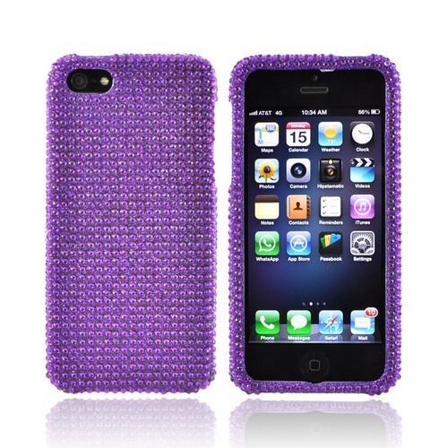 Apple iPhone 5/5S Bling Hard Case - Purple Gems
