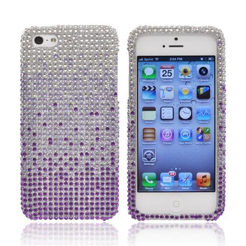 Apple iPhone 5/5S Bling Hard Case - Purple/ Lavender Waterfall on Silver Gems