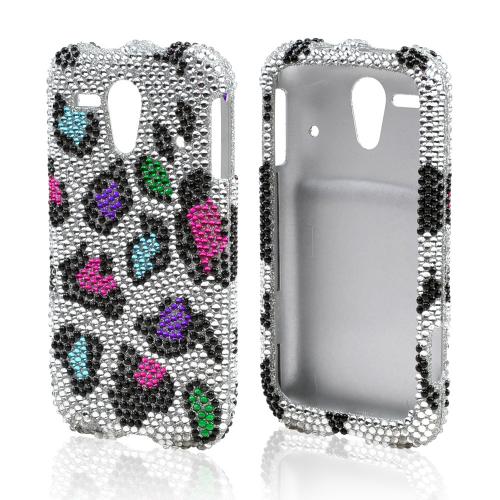 Rainbow Leopard on Silver Bling Hard Case for Kyocera Hydro Edge