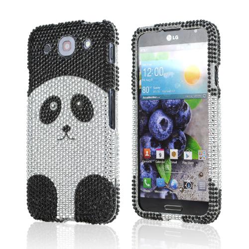 Silver/ Black Panda Bear Bling Hard Case for LG Optimus G Pro