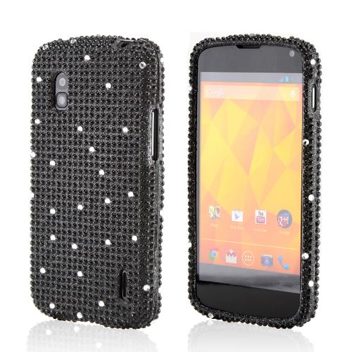White Gems on Black Gems Bling Hard Case for LG Nexus 4