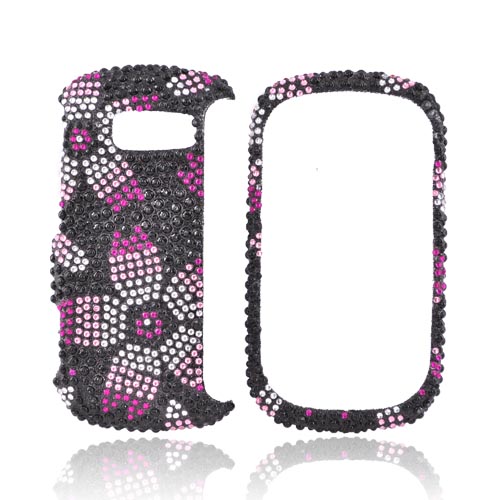 LG Octane VN530 Bling Hard Case - Pink Cherry Blossom on Black