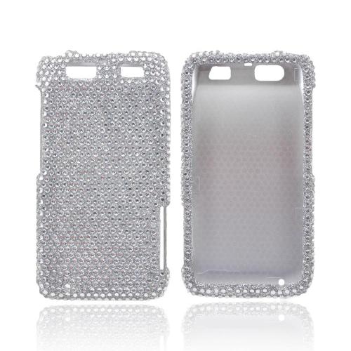 Motorola Atrix HD Bling Hard Case - Silver Gems