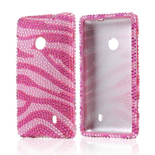 Hot Pink/ Baby Pink Zebra Bling Hard Case for Nokia Lumia 521