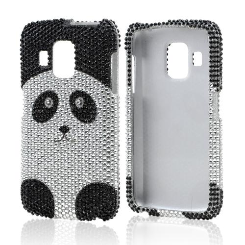Black/Silver Panda Bling Hard Case for Pantech Perception