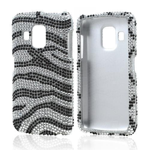 Black Zebra on Silver Gems Bling Hard Case for Pantech Perception