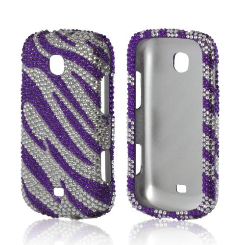 Purple/ Silver Zebra Bling Hard Case for Samsung Galaxy Stellar