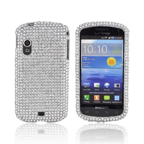 Samsung Stratosphere i405 Bling Hard Case - Silver Gems