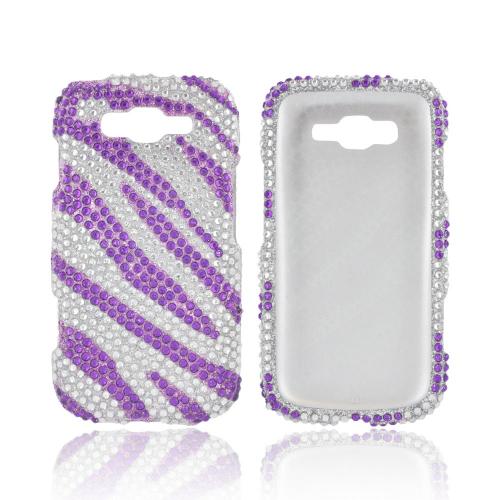 Samsung Focus 2 Bling Hard Case - Purple/ Silver Zebra