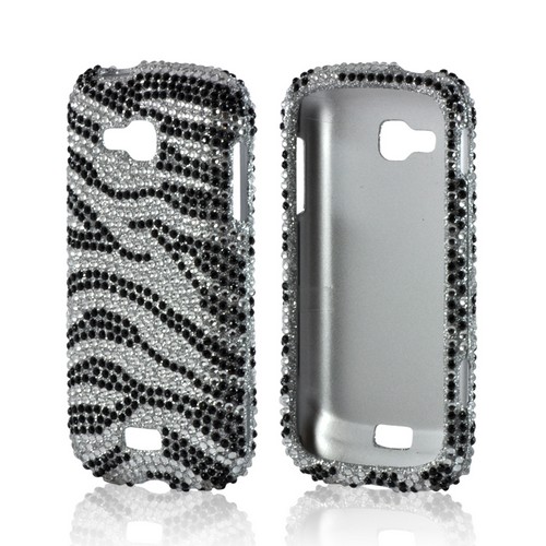 Black/ Silver Zebra Bling Hard Case for Samsung ATIV Odyssey