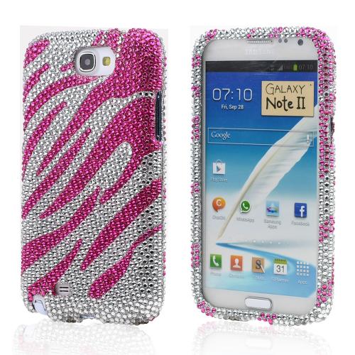 Hot Pink/ Silver Zebra Bling Hard Case for Samsung Galaxy Note 2