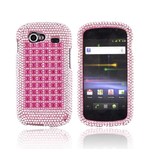 Google Nexus S Bling Hard Case - Pink & Silver on Pink Gems