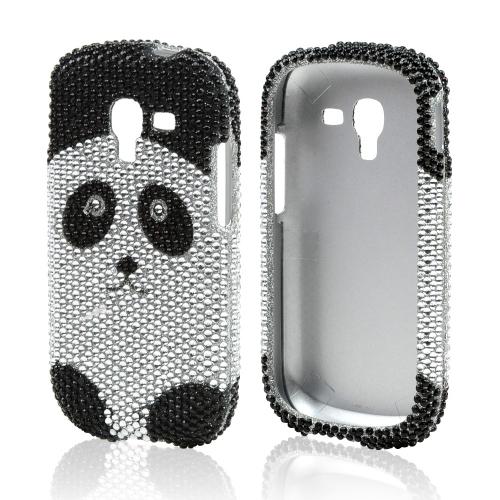 Silver/ Black Panda Bear Bling Hard Case for Samsung Galaxy Exhibit
