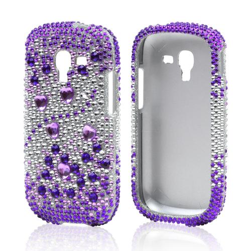 Purple Hearts on Purple/ Silver Bling Hard Case for Samsung Galaxy Exhibit