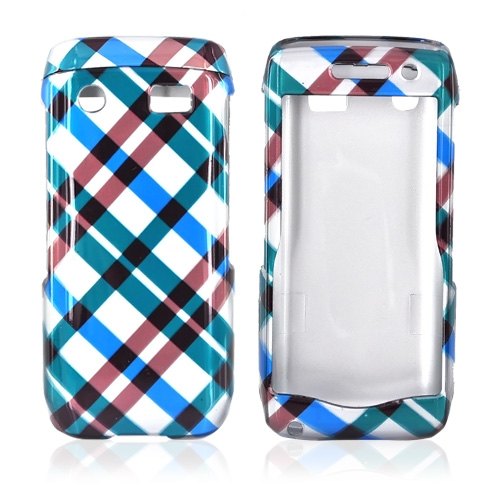 Blackberry Pearl 3G 9100/9105 Hard Case - Checkered Pattern of Blue, Brown, Green