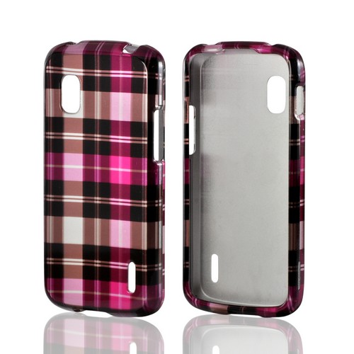 Plaid Pattern of Pink/ Hot Pink/ Brown/ Gray Hard Case for Google Nexus 4