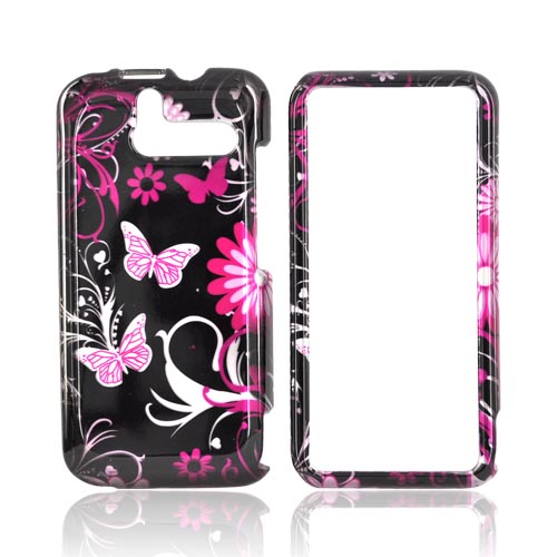 HTC Arrive Hard Case - Pink Butterflies & Flowers on Black