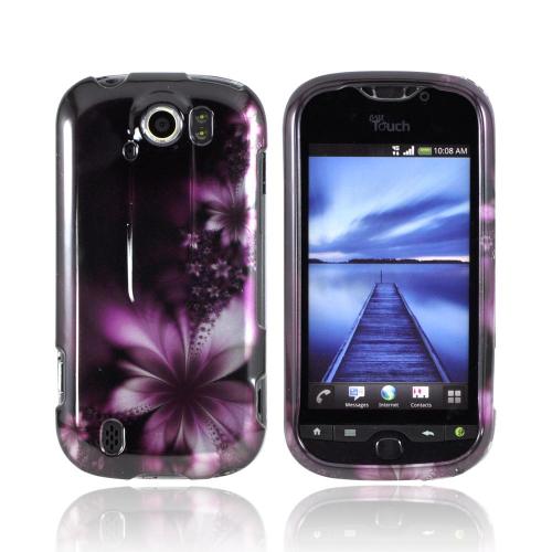 HTC Mytouch 4G Slide Hard Case - Purple Flowers on Black