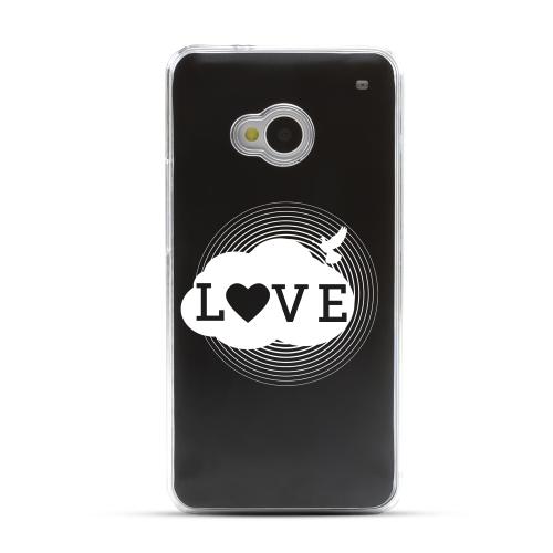 Love Cloud - Geeks Designer Line Laser Series Black Aluminum Back on Clear Hard Case for HTC One Love Cloud - Geeks Designer Line Laser Series Black Aluminum Back on Clear Hard Case for HTC One
