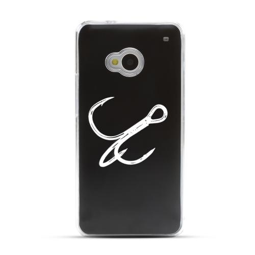 Fish Hook - Geeks Designer Line Laser Series Black Aluminum Back on Clear Hard Case for HTC One Fish Hook - Geeks Designer Line Laser Series Black Aluminum Back on Clear Hard Case for HTC One