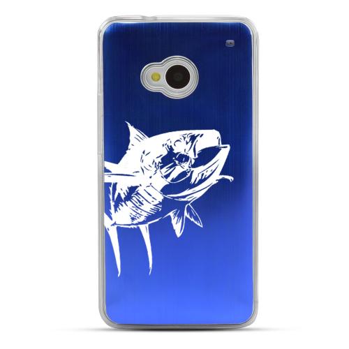 Yellowfin - Geeks Designer Line Laser Series Blue Aluminum Back on Clear Hard Case for HTC One Yellowfin - Geeks Designer Line Laser Series Blue Aluminum Back on Clear Hard Case for HTC One
