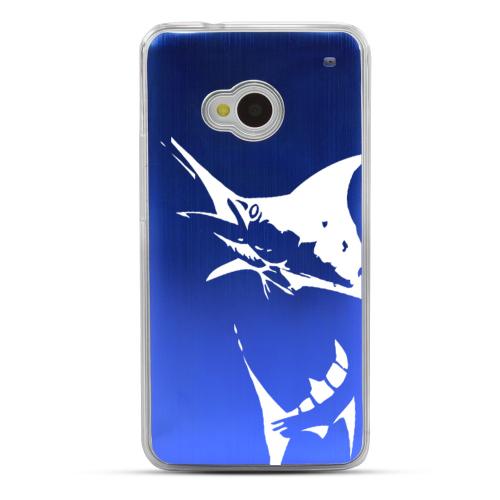 Marlin 2.0 - Geeks Designer Line Laser Series Blue Aluminum Back on Clear Hard Case for HTC One Marlin 2.0 - Geeks Designer Line Laser Series Blue Aluminum Back on Clear Hard Case for HTC One