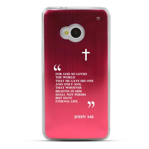 John 3:16 - Geeks Designer Line Laser Series Red Aluminum Back on Clear Hard Case for HTC One John 3:16 - Geeks Designer Line Laser Series Red Aluminum Back on Clear Hard Case for HTC One