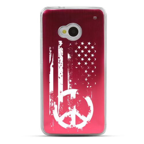 Grunge Flag - Geeks Designer Line Laser Series Red Aluminum Back on Clear Hard Case for HTC One Grunge Flag - Geeks Designer Line Laser Series Red Aluminum Back on Clear Hard Case for HTC One