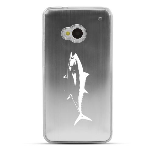 Tuna - Geeks Designer Line Laser Series Silver Aluminum Back on Clear Hard Case for HTC One Tuna - Geeks Designer Line Laser Series Silver Aluminum Back on Clear Hard Case for HTC One