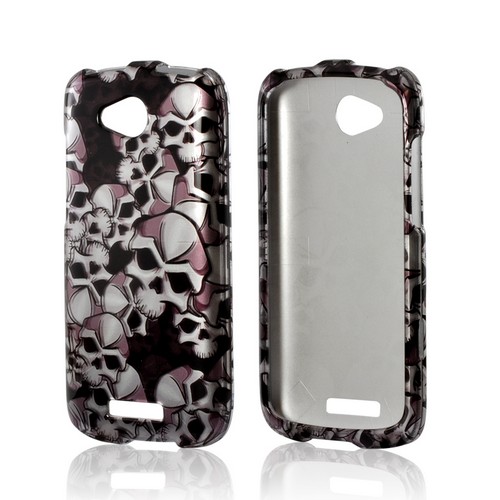 Silver Skulls on Black Hard Case for HTC One VX